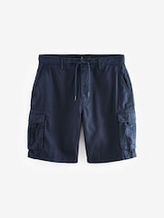 Navy Blue Cotton Linen Cargo Shorts - Image 7 of 10