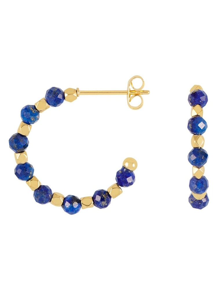 Estella Bartlett Blue Coco Beaded Hoop Earrings - Image 1 of 4 Estella Bartlett Blue Coco Beaded Hoop Earrings - Image 1 of 4