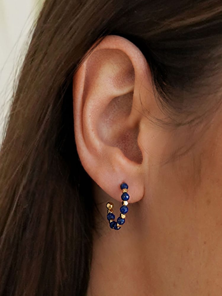 Estella Bartlett Blue Coco Beaded Hoop Earrings - Image 2 of 4 Estella Bartlett Blue Coco Beaded Hoop Earrings - Image 2 of 4