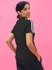 adidas Black Sportswear Essentials Slim 3-Stripes T-Shirt - Image 3 of 4