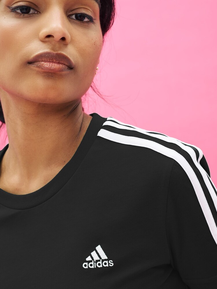 adidas Black Sportswear Essentials Slim 3-Stripes T-Shirt - Image 4 of 4
