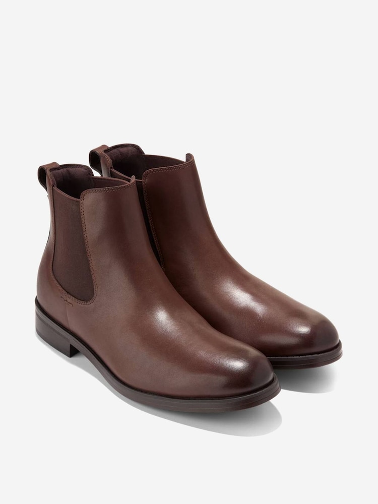 Cole Haan Chestnut Brown Newmark Grand Chelsea Boots - Image 2 of 3 Cole Haan Chestnut Brown Newmark Grand Chelsea Boots - Image 2 of 3
