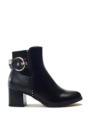 Moda in Pelle Black Panay Round Toe Buckle Boots - Image 1 of 4