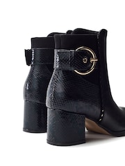 Moda in Pelle Black Panay Round Toe Buckle Boots - Image 3 of 4