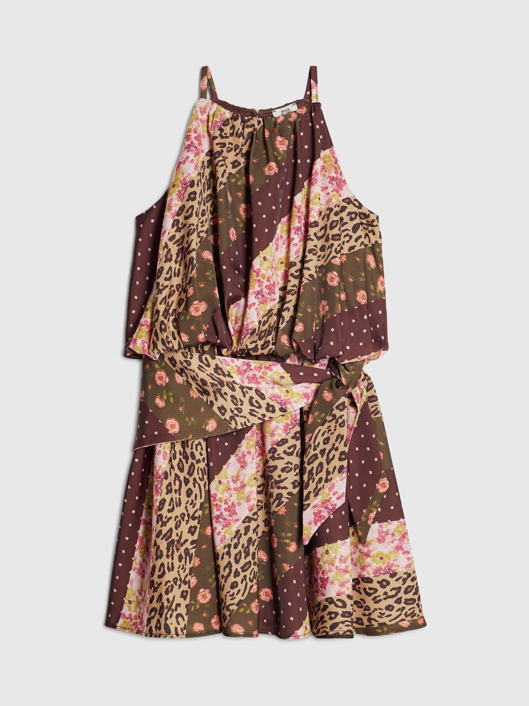 River Island Brown Halter Leopard Dress