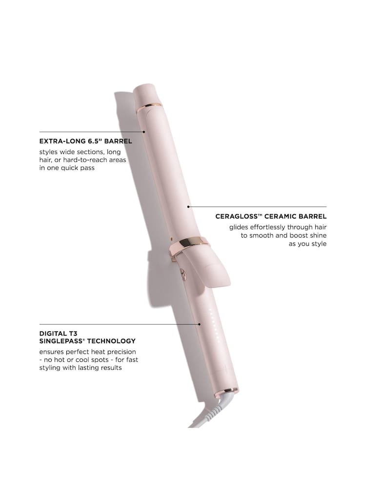 T3 White/Gold Single Pass Curl X 32 mm Ceramic Extra Long Barrel Curling Iron SB - Image 2 of 5