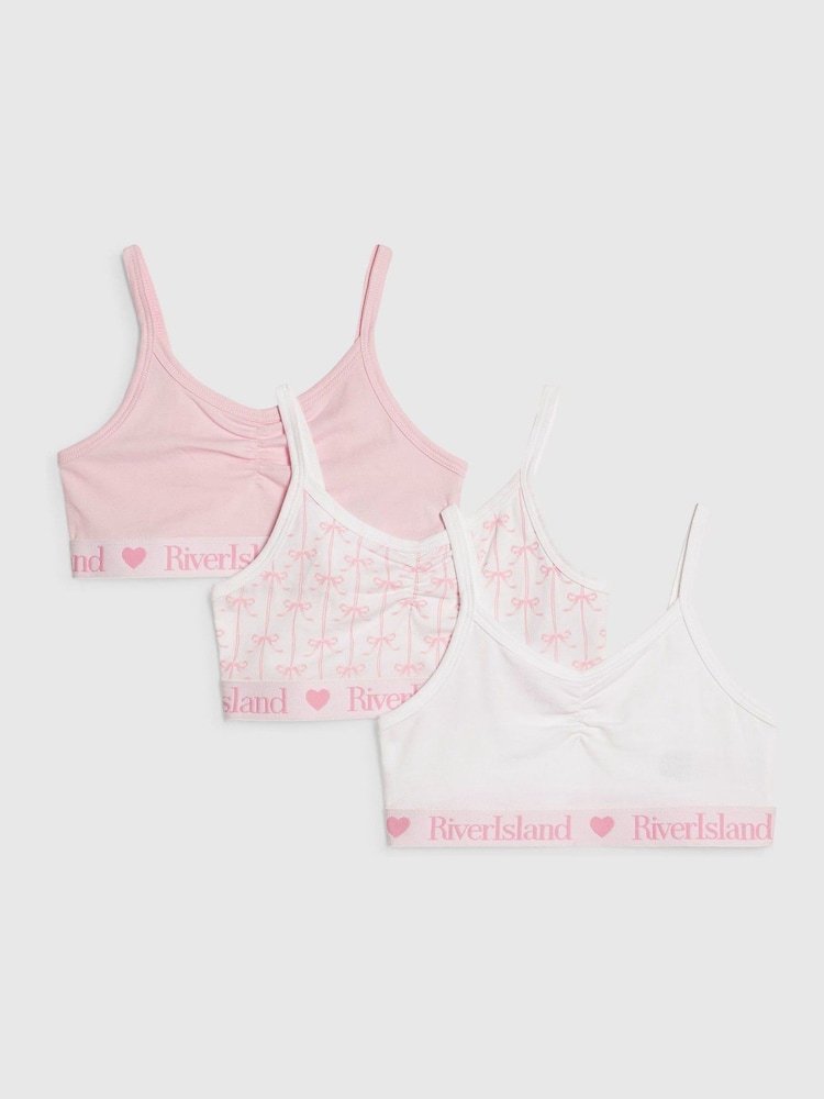 River Island Ruched Bow Crop Tops 3 Pack - Larawan 1 ng 3
