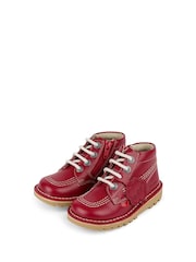 Kickers Red Infant Unisex Kick Hi Zip Leather Ankle Boots - Image 1 of 5