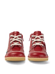 Kickers Red Infant Unisex Kick Hi Zip Leather Ankle Boots - Image 3 of 5