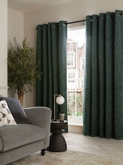 Green Next Multi Chenille Eyelet Lined Curtains - Image 2 of 5