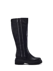 Moda in Pelle Black Camilio Double Zip Long Wedge Boots - Image 1 of 4