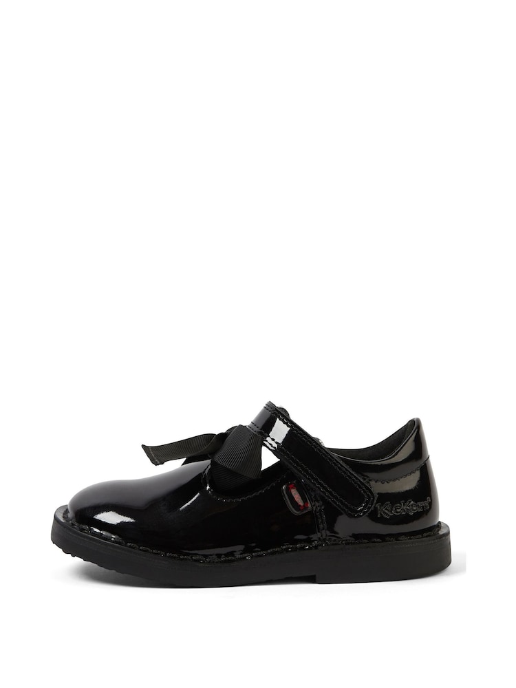 Kickers Black Infant Adlar T-Bar Bow Patent Leather Shoes - Image 2 of 4 Kickers Black Infant Adlar T-Bar Bow Patent Leather Shoes - Image 2 of 4