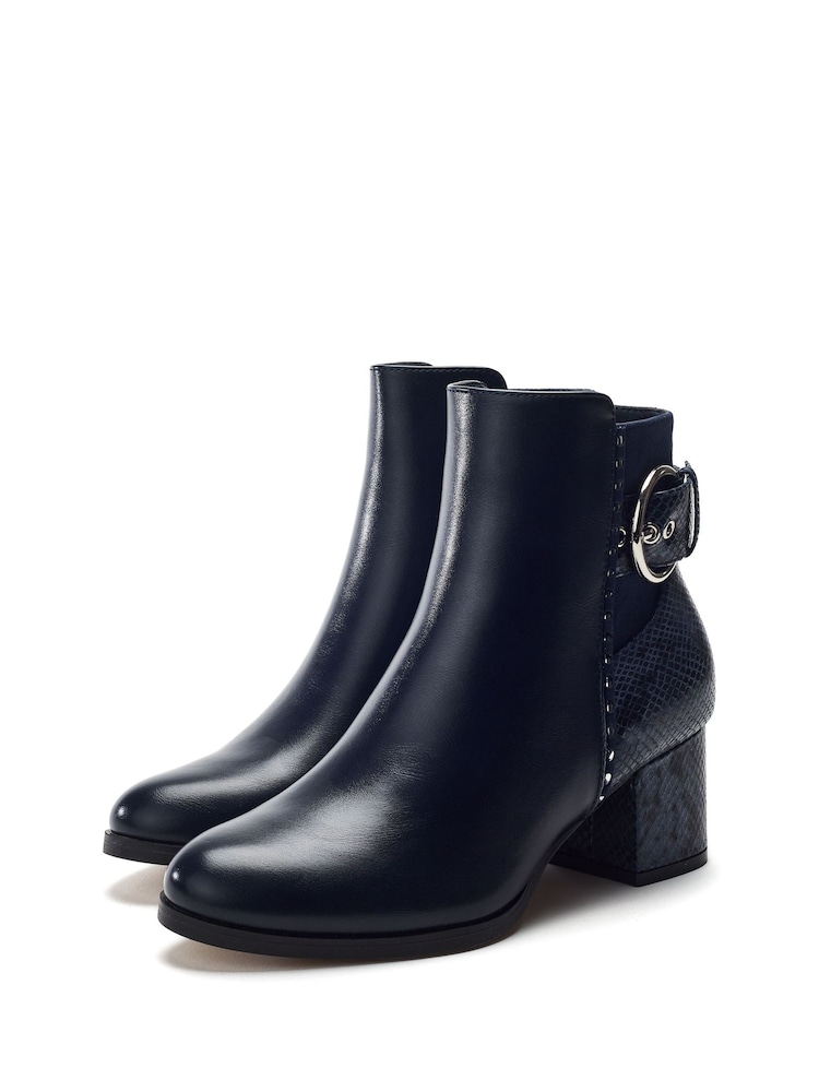 Moda in Pelle Blue Panay Round Toe Buckle Boots - Image 2 of 4 Moda in Pelle Blue Panay Round Toe Buckle Boots - Image 2 of 4