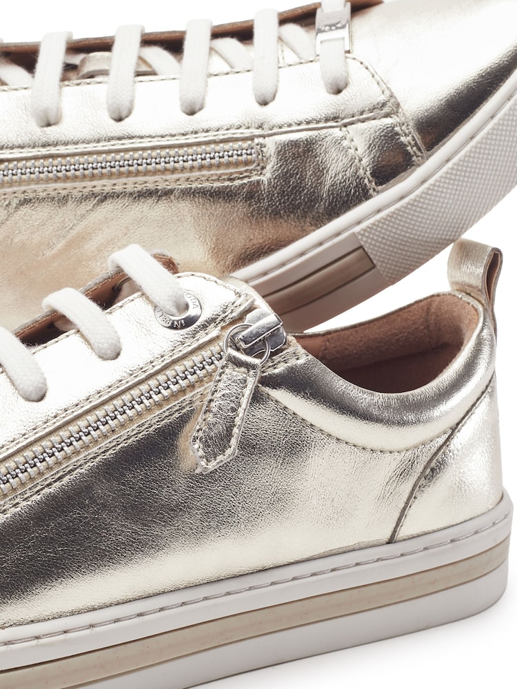 Moda in Pelle Metallic Federika Slim Sole Zip Trainers - Image 4 of 4