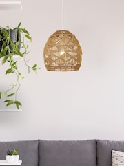 Searchlight Brown Diamond Pattern Rattan Shade - Image 1 of 4