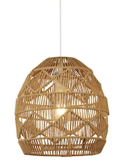 Searchlight Brown Diamond Pattern Rattan Shade - Image 2 of 4