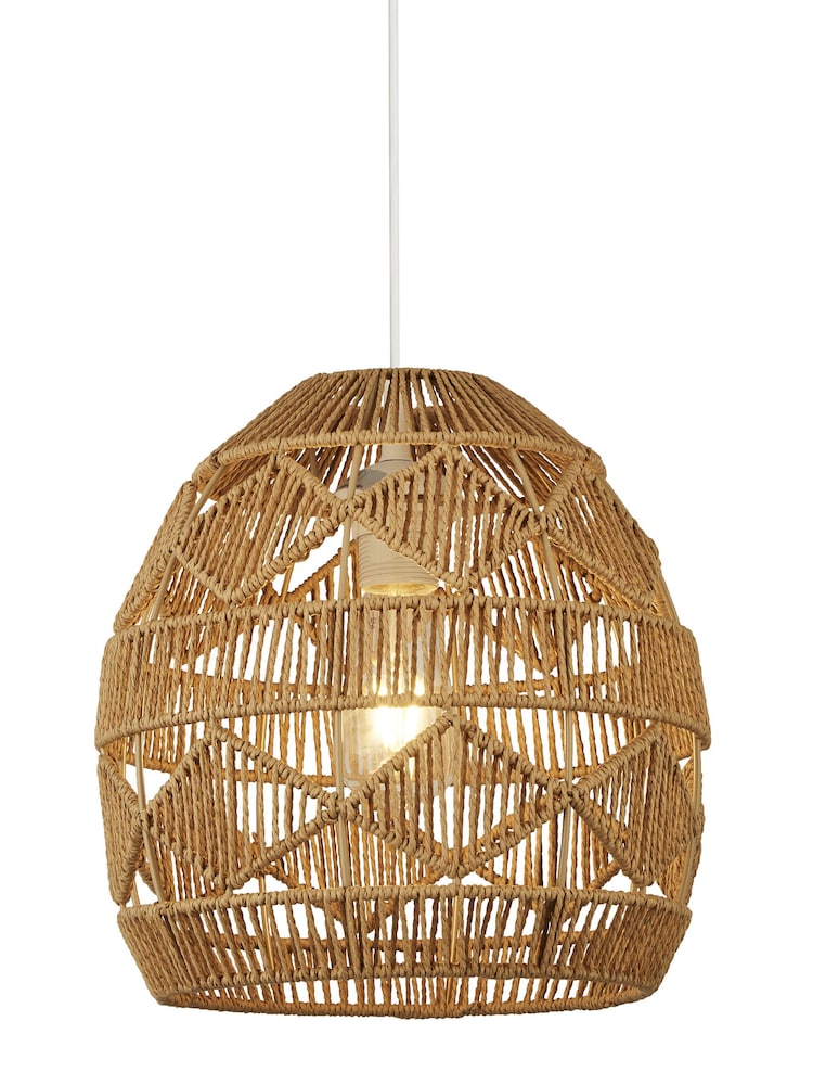 Searchlight Brown Diamond Pattern Rattan Shade - Image 2 of 4