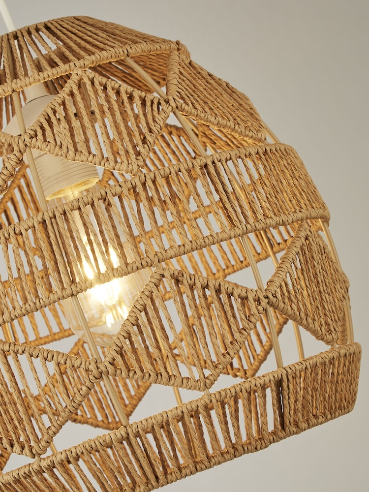 Searchlight Brown Diamond Pattern Rattan Shade - Image 4 of 4