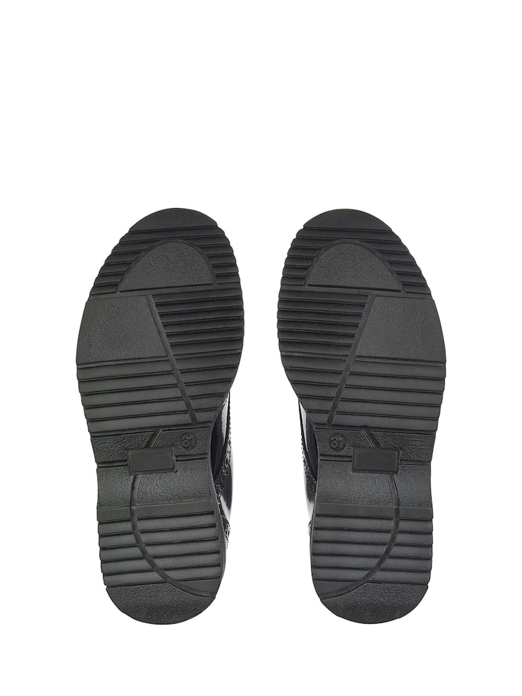 Start Rite Black Patent Wide Fit Leather Impulsive Chunky Brogue Lace Up Stitch Down School Shoes - Image 10 of 10 Start Rite Black Patent Wide Fit Leather Impulsive Chunky Brogue Lace Up Stitch Down School Shoes - Image 10 of 10