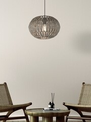 Searchlight Grey Rattan Pendant Shade - Image 1 of 4