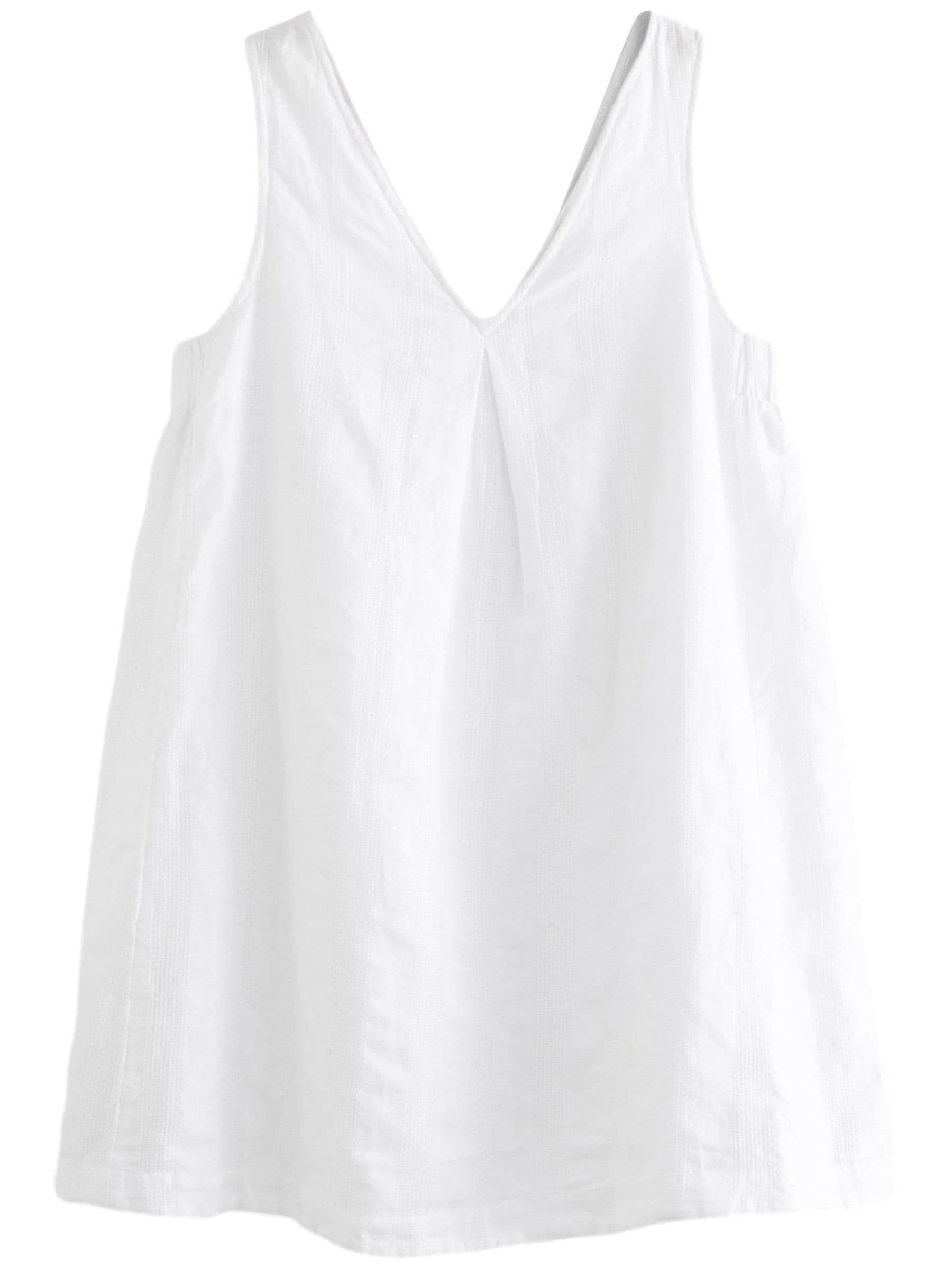 Buy White Linen Blend V Neck Summer Mini Dress from Next Luxembourg
