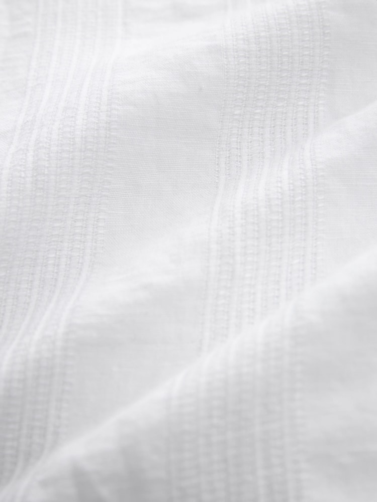 White Linen Blend V-Neck Summer Mini Dress - Image 7 of 7
