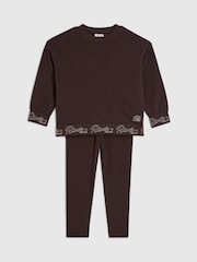 بني - طقم من سويت شيرت بحزام خصر وبنطلون ضيّق من River Island - صورة 3 من 5