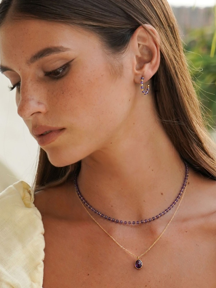 Estella Bartlett Purple Agate Amelia Gemstone Necklace - Image 2 of 4 Estella Bartlett Purple Agate Amelia Gemstone Necklace - Image 2 of 4