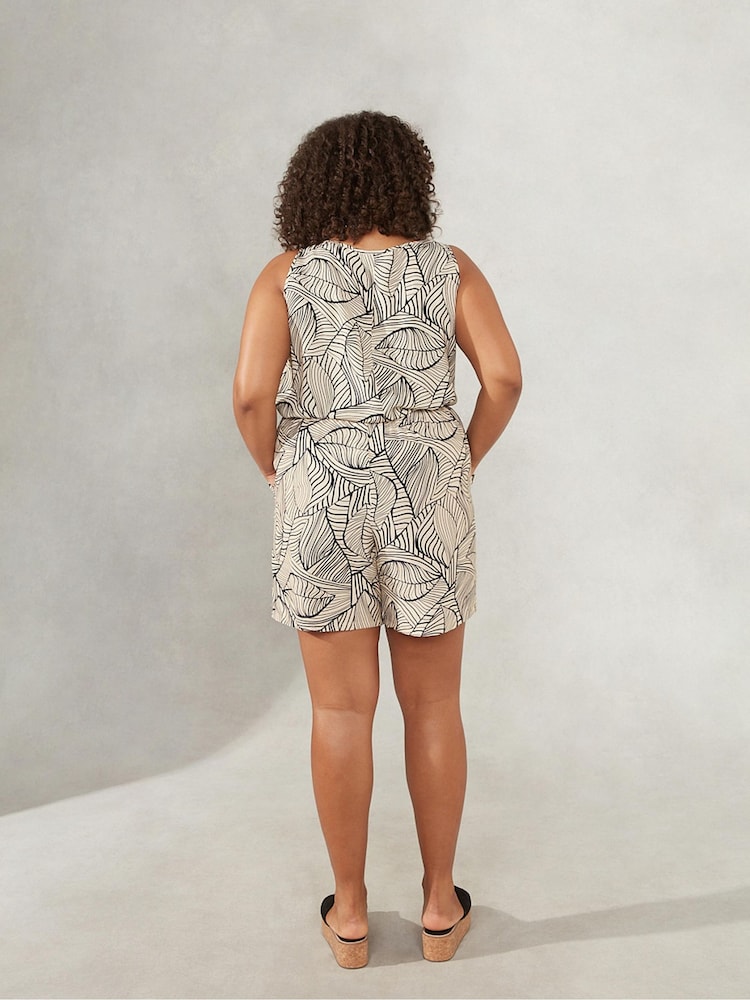 Live Unlimited Curve Stone Palm Print Brown Shorts - Image 2 of 5