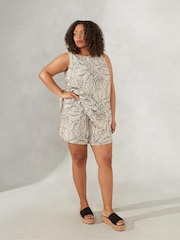Live Unlimited Curve Stone Palm Print Brown Shorts - Image 4 of 5