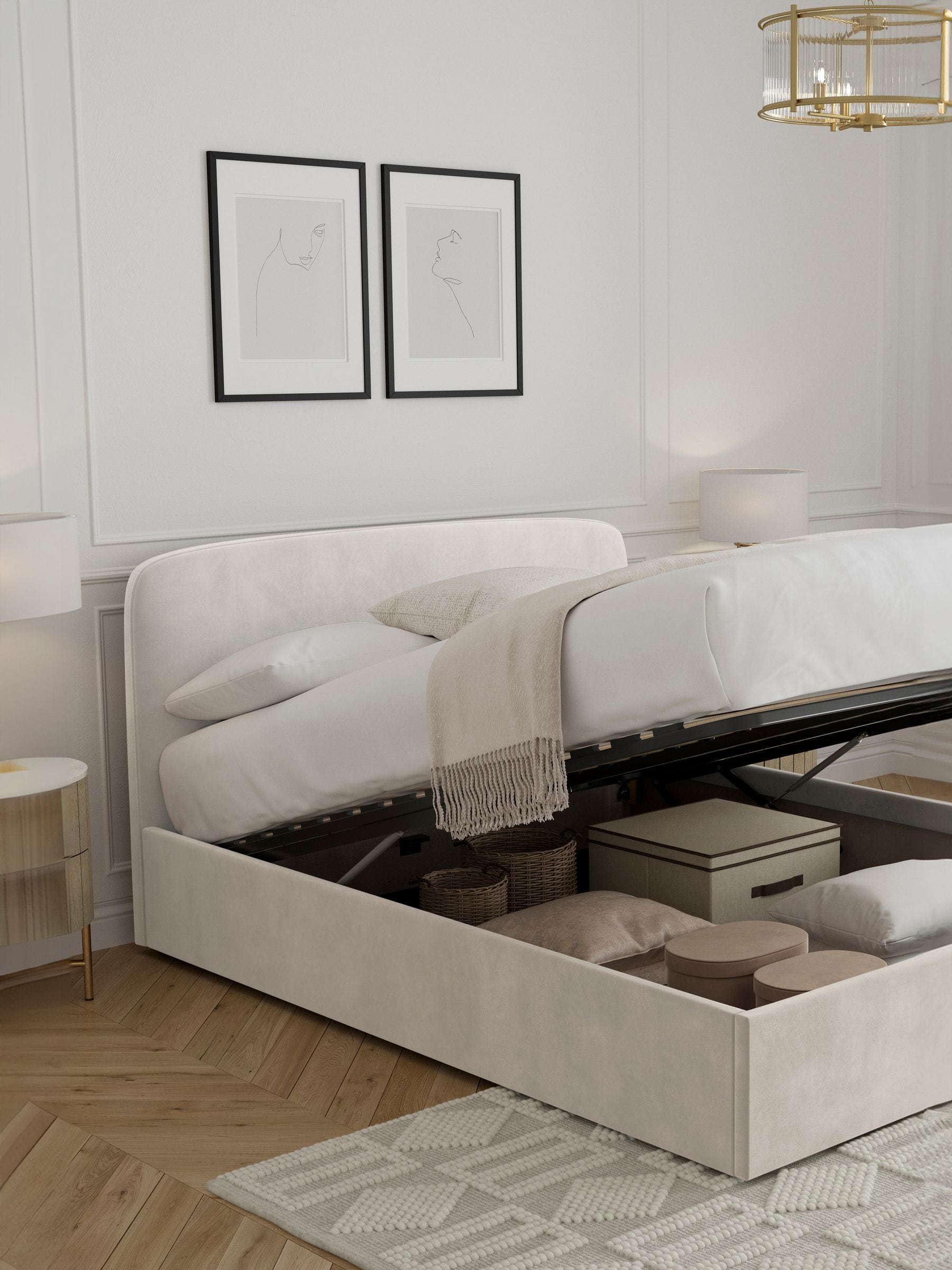 Buy Natural Oyster Soft Velvet Matson Upholstered Ottoman Storage Bed Frame from the Next UK online shop