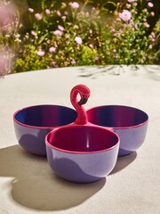 Pink/Purple Flamingo Picnic Dip Bowl Trio - Image 2 of 3