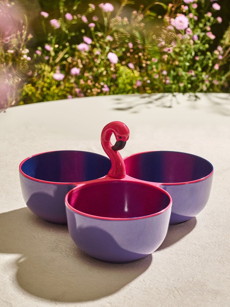 Pink/Purple Flamingo Picnic Dip Bowl Trio - Image 2 of 3