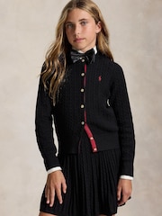 Polo Ralph Lauren Black Cable Knit Cardigan & Skirt Outfit Set - Image 2 of 5