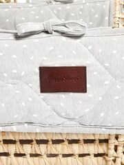 The Little Green Sheep Grey Quilted Moses Basket Dove Rice Cot Bed and Mattress - Image 2 of 5
