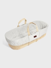 The Little Green Sheep Grey Quilted Moses Basket Dove Rice Cot Bed and Mattress - Image 5 of 5