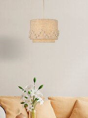 Searchlight Cream Nutmeg Pom-Pom Pendant Shade - Image 1 of 4