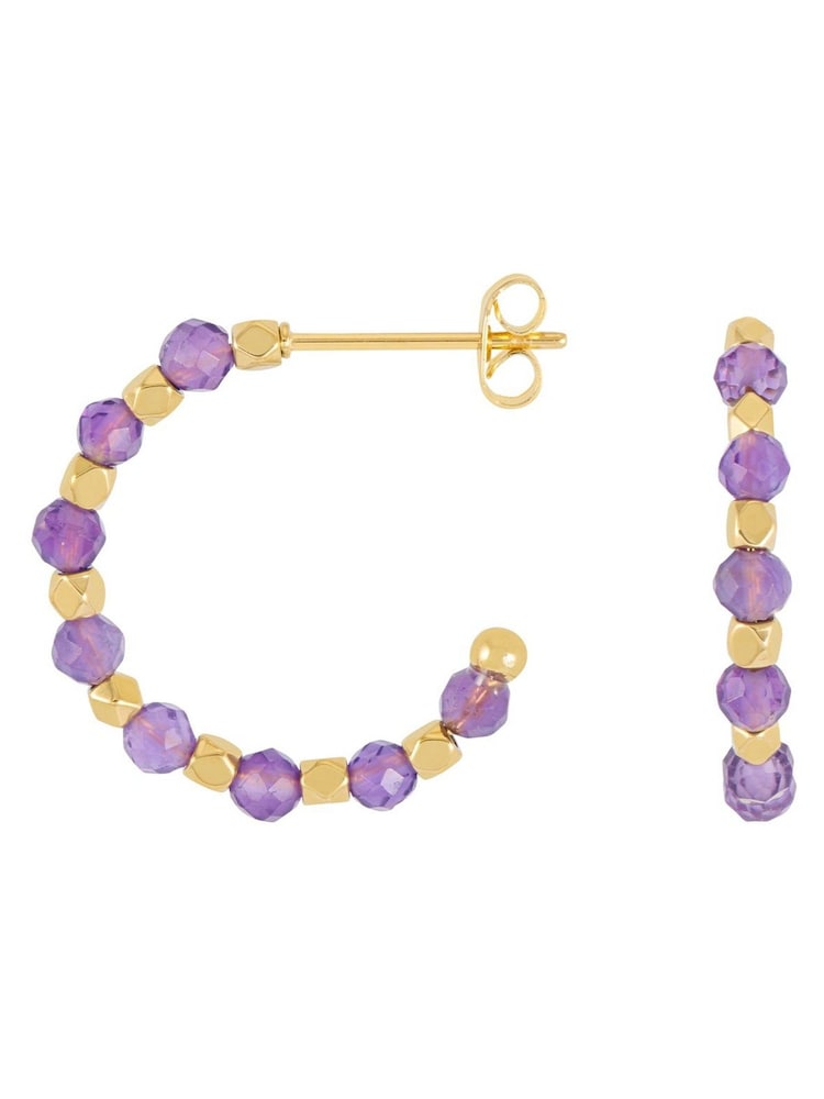 Estella Bartlett Purple Coco Beaded Hoop Earrings - Image 1 of 4 Estella Bartlett Purple Coco Beaded Hoop Earrings - Image 1 of 4