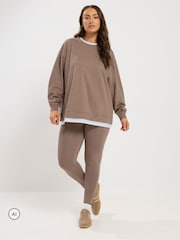 Yours Curve Brown Co-Ord 2 In 1 & Leggings Set - Image 1 of 6