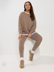 Yours Curve Brown Co-Ord 2 In 1 & Leggings Set - Image 2 of 6
