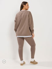 Yours Curve Brown Co-Ord 2 In 1 & Leggings Set - Image 3 of 6