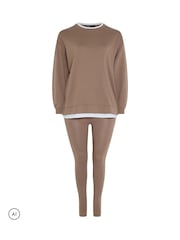 Yours Curve Brown Co-Ord 2 In 1 & Leggings Set - Image 5 of 6