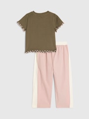 River Island Green Ribbed T-Shirt & Joggers Set - Image 3 of 5