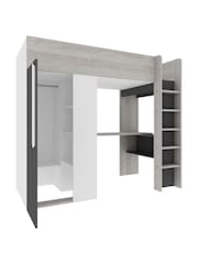 Trasman Grey Kids Montblanc High Sleeper With Desk, Shelf And Wardrobe - Image 4 of 4