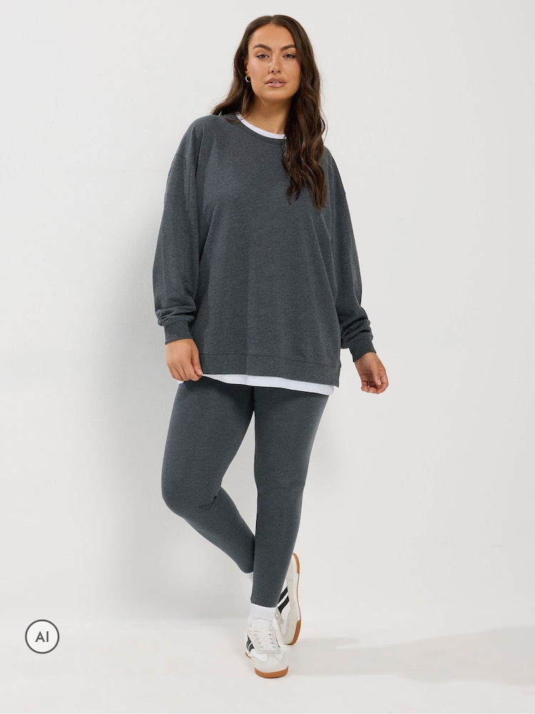 Yours Curve Grey Co-Ord 2 In 1 & Leggings Set - Image 2 of 6 Yours Curve Grey Co-Ord 2 In 1 & Leggings Set - Image 2 of 6