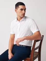 Белый - Обычный крой - Easy Care Short Sleeve Smart Shirts 2 Pack - Изображение 2 из 8
