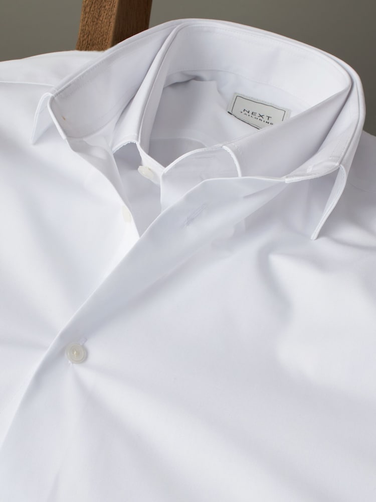 Белый - Обычный крой - Easy Care Short Sleeve Smart Shirts 2 Pack - Изображение 8 из 8