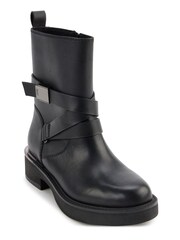 DKNY Taeta Buckled Leather Black Boots - Image 3 of 9