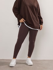 Шоколадно-коричневий - Yours Curve Co-Ord 2 In 1 & Leggings Set - Image 3 of 6