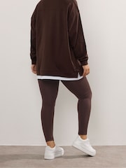 Шоколадно-коричневий - Yours Curve Co-Ord 2 In 1 & Leggings Set - Image 4 of 6
